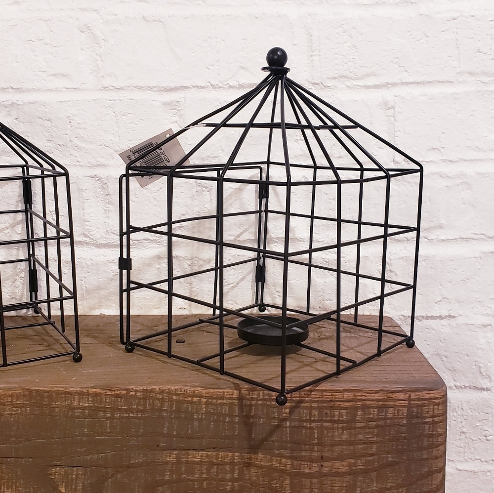 Set of 2 open cage candle holder table decor - Picture 3 of 5